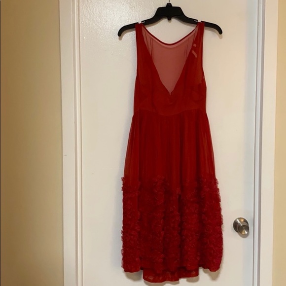 Anthropologie Caridad Red Silk Dress by Tiny Sz 6 - Picture 7 of 8